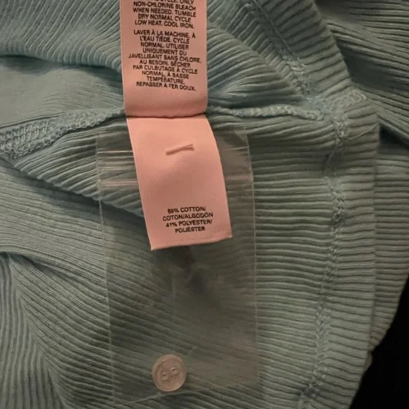 Victoria Secret Pajama Shirt Top Green Long Sleeve Ribbed, sz M - Picture 7 of 8